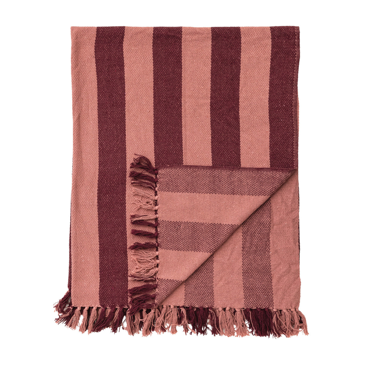 Berry & Pink Striped Recycled Cotton Blanket