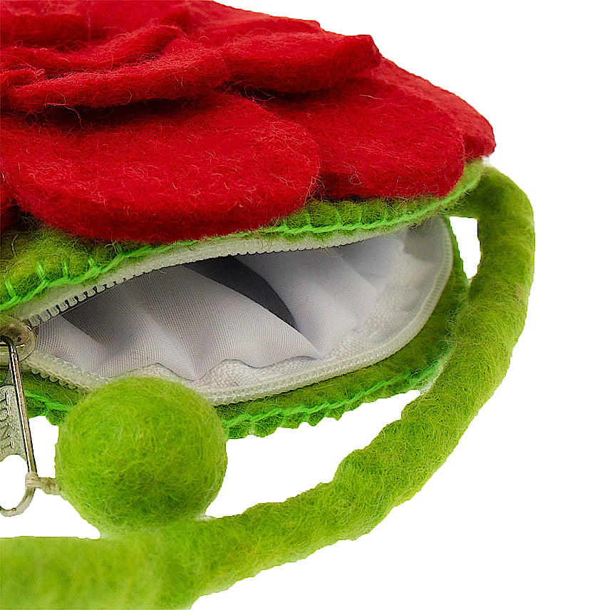 Red Felt Flower Purse