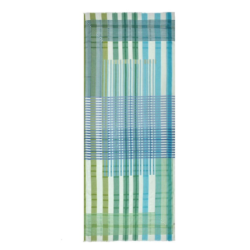 Cody Striped Cotton Scarf - Green
