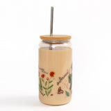 Wildflowers Glass with Lid & Straw