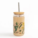 Wildflowers Glass with Lid & Straw
