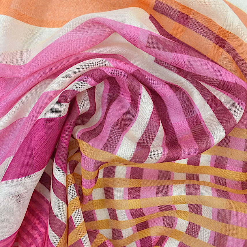 Cody Striped Cotton Scarf - Pink