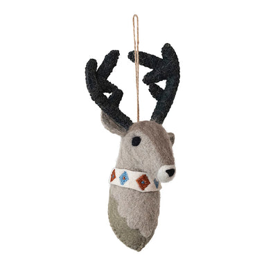 Reindeer Head Felted Ornament