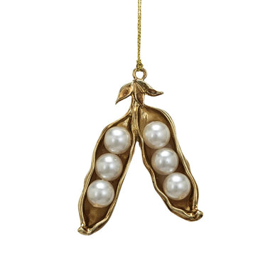 Metal & Pearl Peapod Ornament