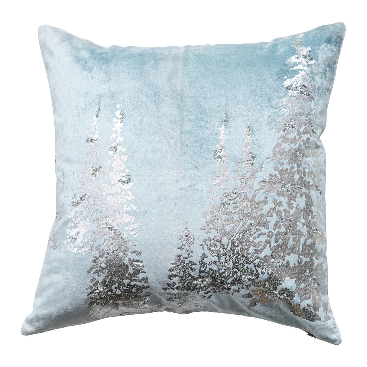 Velvet Pillow with Foil Trees