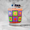 Modern Home Bar Blue and Green Square Peg Old Fashioned Glasses